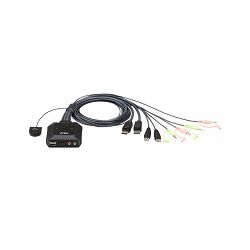 Aten CS22DP, 2-Port USB DisplayPort Cable KVM Switch with Remote Port Selector 