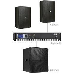 Audio sustav Audac Forte8.3 (Pojačalo SMQ500, zvučnici VEXO8, bass BASO15)