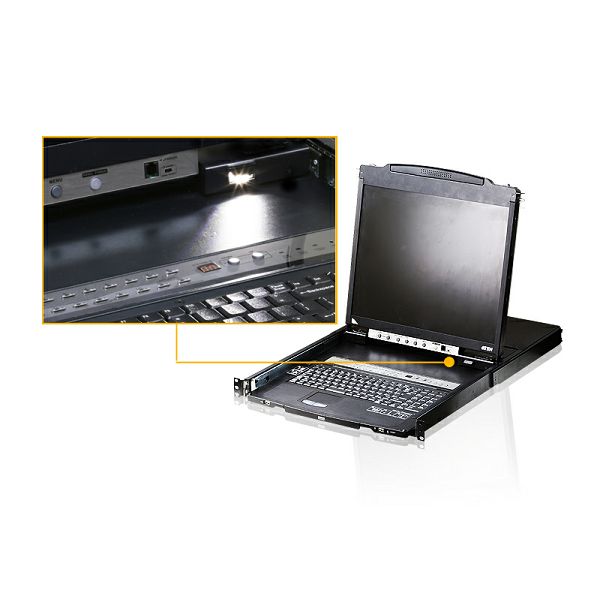 Aten CL5816, 16-Port PS/2-USB VGA Dual Rail 19" LCD KVM Switch with Daisy-Chain Port and USB Peripheral Support