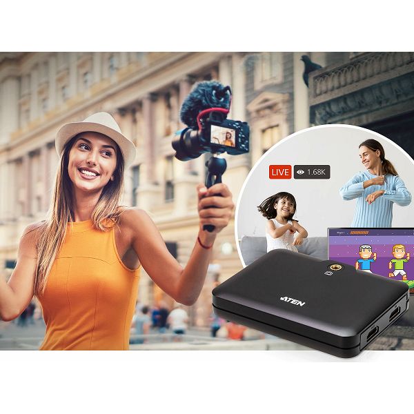 Aten CAMLIVE+ (HDMI to USB-C UVC Video Capture s PD3.0) uređaj za streaming