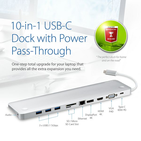 Aten UH3234 USB-C Multiport dock s Power Pass-Through funkcijom 