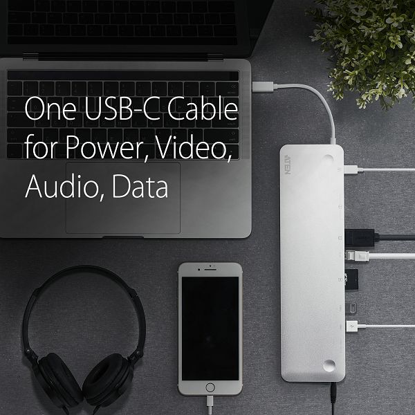 Aten UH3234 USB-C Multiport dock s Power Pass-Through funkcijom 