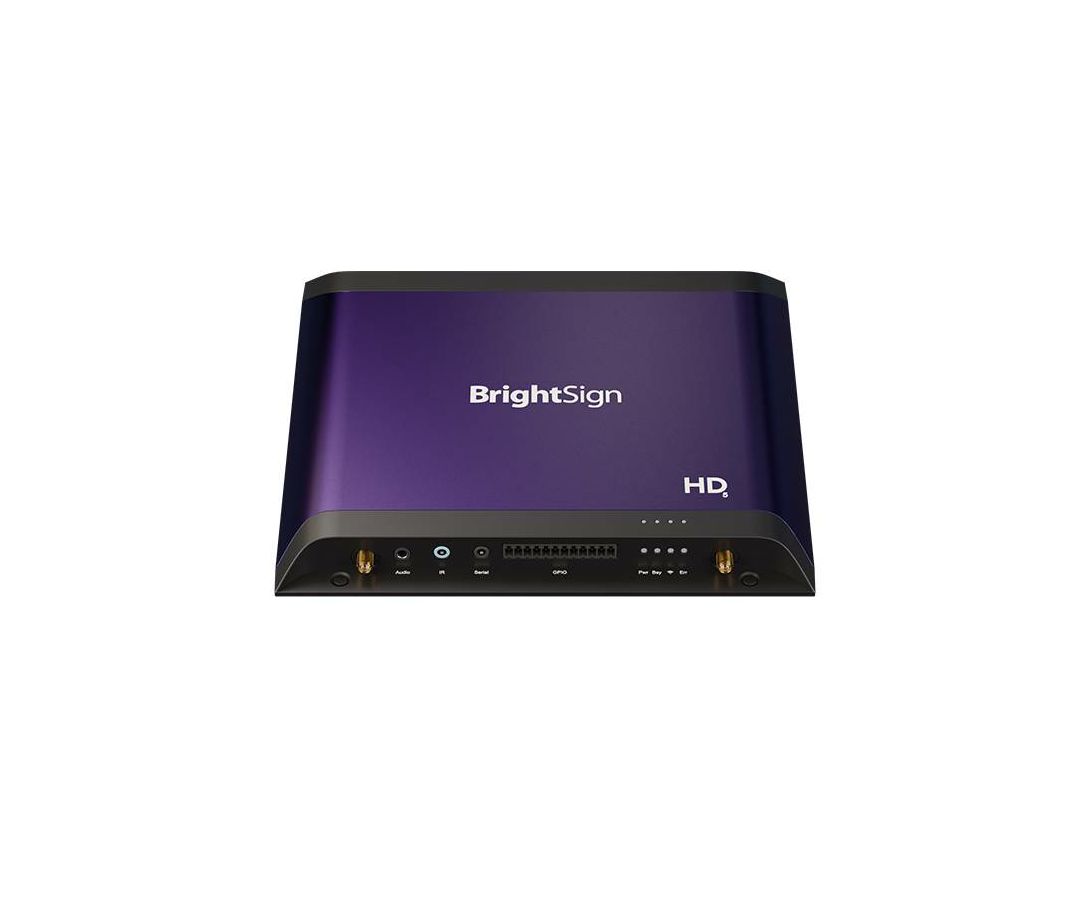 BrightSign HD225, H.265, Delivers 4K60p video in HDR, HMTL5, standard I/O