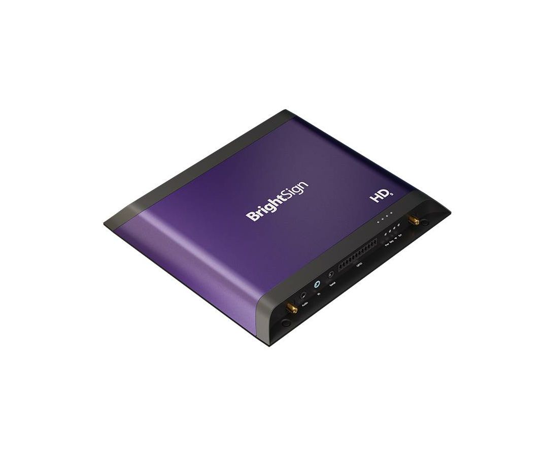 BrightSign HD225, H.265, Delivers 4K60p video in HDR, HMTL5, standard I/O